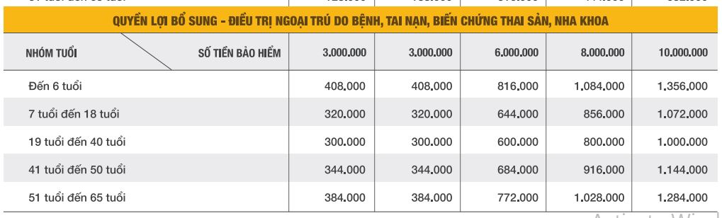 bieu phi Bảo Việt Tâm Bình